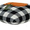 20" Black And White Pumpkin Buffalo Check Throw Pillow