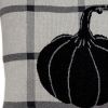 20" Gray And White Pumpkin Plaid Cotton Throw Pillow