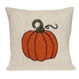 20" Ivory And Orange Pumpkin Cotton Throw Pillow