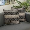 18" Natural Charcoal And Cream Geometric Cotton Blend Throw Pillow