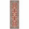 8' Red And Green Wool Hand Tufted Runner Rug