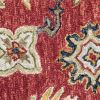 8' Red And Green Wool Hand Tufted Runner Rug