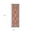 8' Red And Green Wool Hand Tufted Runner Rug