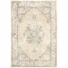 10' X 14' Beige And Ivory Center Jewel Area Rug