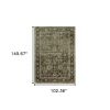 9' X 12' Green And Brown Floral Area Rug