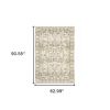 5' X 8' Beige And Ivory Medallion Area Rug