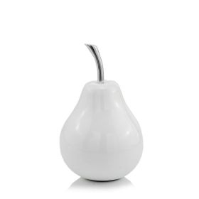 7" White Aluminum Decorative Pear Tabletop Sculpture
