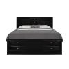 Black Carved Abstract Solid Wood King Bed Frame With Drawers