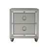 28" Solid and Manufactured Wood And Mirrored Glass Nightstand