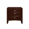 25" Merlot Wood Three Drawer Nightstand
