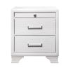 27" White Wood Two Drawer Nightstand