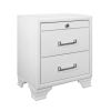 27" White Wood Two Drawer Nightstand