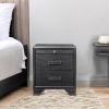 27" Gray Wood Two Drawer Nightstand