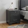 27" Gray Wood Two Drawer Nightstand