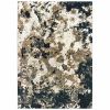 5' X 8' Ivory And Navy Blue Abstract Area Rug