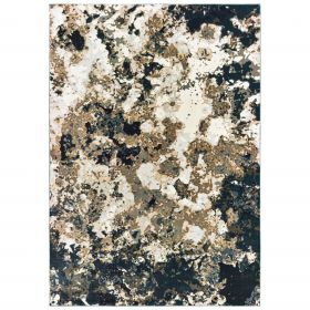 6' X 9' Ivory And Navy Blue Abstract Area Rug