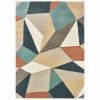 4' X 6' Blue Green And Beige Abstract Geometric Area Rug