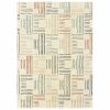 6' X 9' Ivory Blue And Red Geometric Area Rug