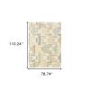 6' X 9' Ivory Blue And Red Geometric Area Rug