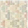 6' X 9' Ivory Blue And Red Geometric Area Rug