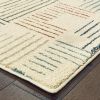 7' X 10' Ivory Blue And Red Geometric Area Rug