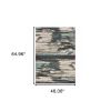 4' X 6' Ivory Blue And Gray Abstract Area Rug
