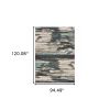 7' X 10' Ivory Blue And Gray Abstract Area Rug