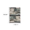 10' X 13' Ivory Blue And Gray Abstract Area Rug