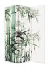 72" Green And White Canvas Folding Three Panel Screen Room Divider