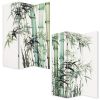 72" Green And White Canvas Folding Three Panel Screen Room Divider