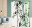 72" Green And White Canvas Folding Three Panel Screen Room Divider