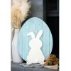 18" X 14" Turquoise Reclaimed Wood Egg Shaped Wall Decor