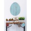 18" X 14" Turquoise Reclaimed Wood Egg Shaped Wall Decor