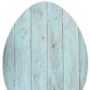 18" X 14" Turquoise Reclaimed Wood Egg Shaped Wall Decor