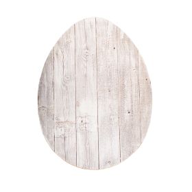 18" X 14" White Reclaimed Wood Egg Shaped Wall Decor
