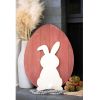 24" X 18" Red Reclaimed Wood Egg Shaped Wall Decor