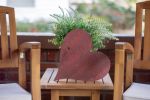 12" X 12" Red Wood Heart Hanging Dimensional Sculpture