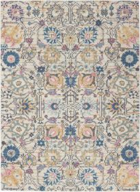4' X 6' Ivory And Blue Floral Area Rug