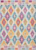 4' X 6' Gray Blue And Orange Ogee Distressed Area Rug