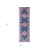 10' Blue And Pink Medallion Distressed Runner Rug