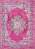 4' X 6' Fuchsia And Blue Oriental Distressed Area Rug