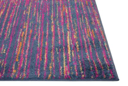 5' X 7' Blue And Orange Abstract Area Rug