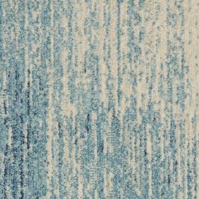 6' Blue And Ivory Abstract Runner Rug