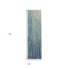 8' Blue And Ivory Abstract Runner Rug