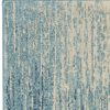 8' Blue And Ivory Abstract Runner Rug