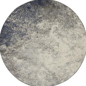 5' Gray And Ivory Abstract Round Rug
