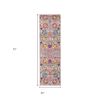 6' Silver Gray And Pink Floral Distressed Runner Rug