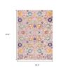 5' X 7' Gray And Pink Floral Distressed Area Rug
