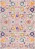 5' X 7' Gray And Pink Floral Distressed Area Rug