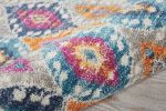 2' X 3' Ivory And Blue Ogee Distressed Area Rug